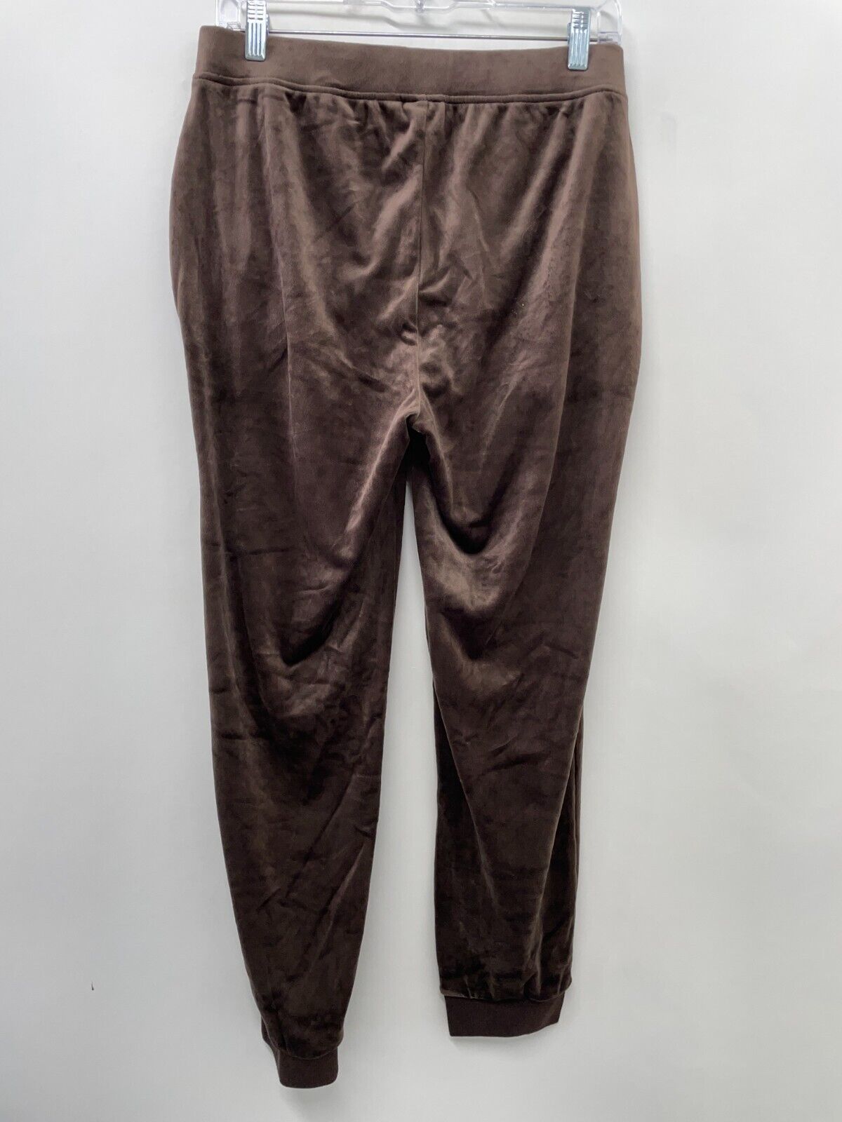 Chico's Zenergy Womens 1R Velour Jogger Pant Brown Ribbed Cuff Pull On 570316494