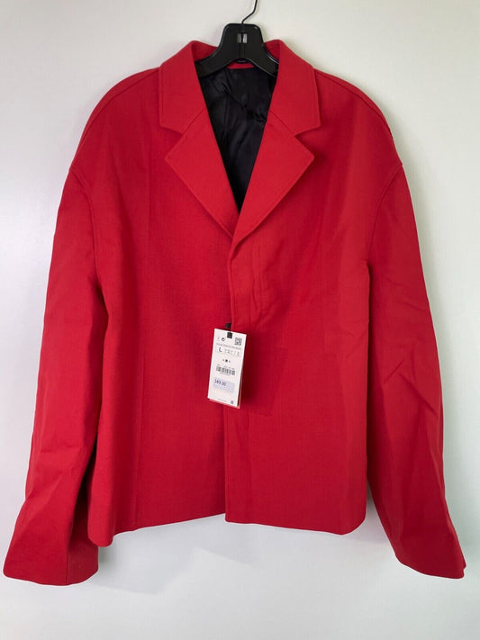Zara Mens L Button Down Blazer Jacket Red Notch Lapel 6364/181 Sport Coat