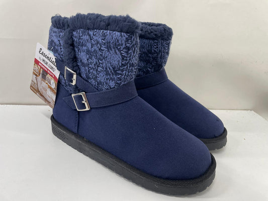 Muk Luks Essentials Womens Navy Blue Alyx Boots 15023-410 Sherpa Ankle Winter