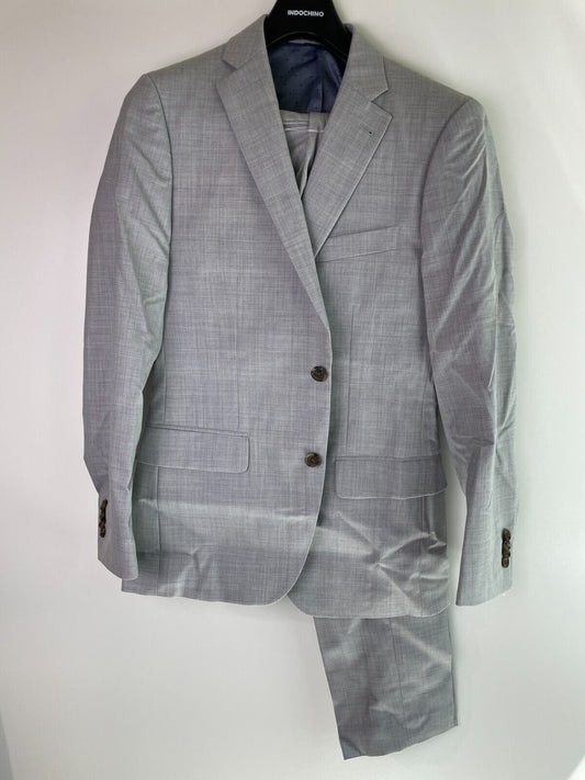 Indochino Mens 2-Piece Two-Button Suit Jacket Pants Set Gray Wool
