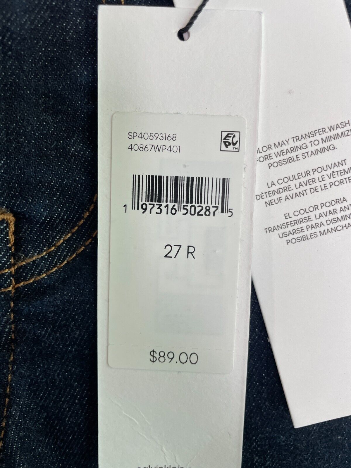 Calvin Klein Women's 27R Original Skinny Fit Jeans Blue Mid-Rise 15108140