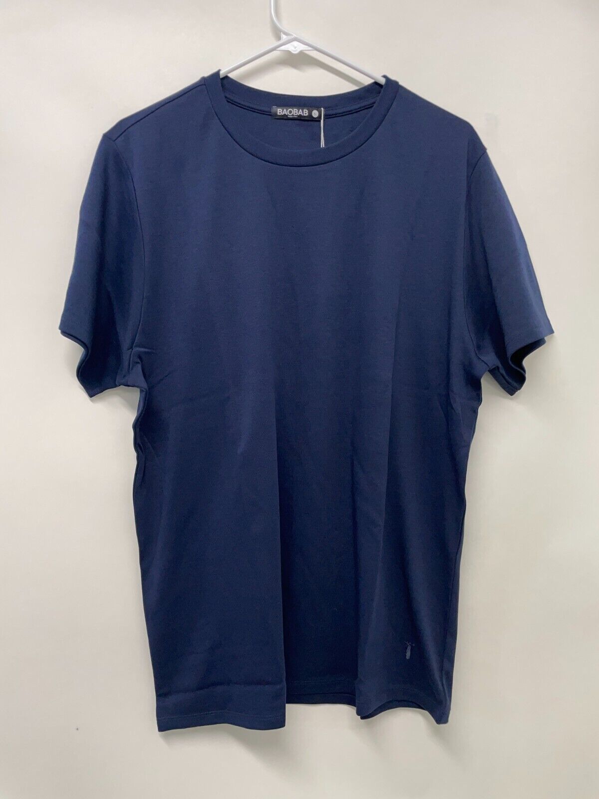 Baobab Men's L The Perfect Tee Short Sleeve Navy 100% Pima Cotton Wicking NEW