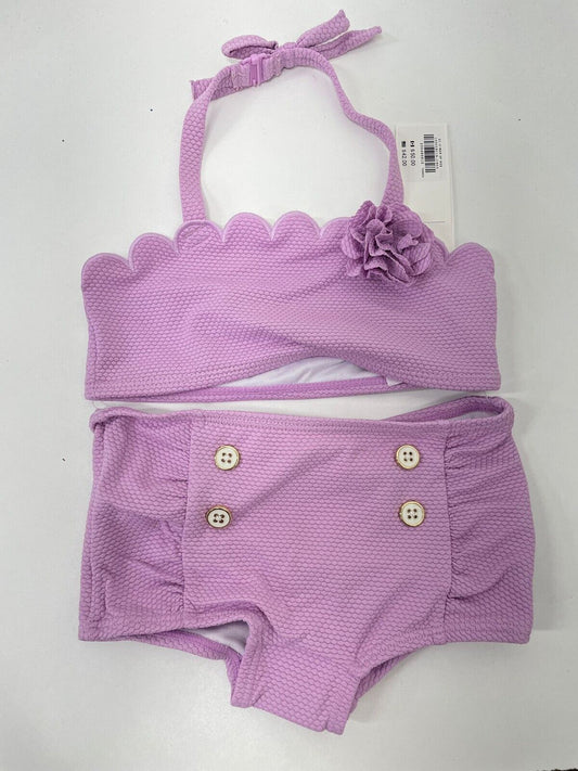Janie & Jack Girls 3 Textured Scalloped 2 Piece Swimsuit Lilac Mystery Set Swim