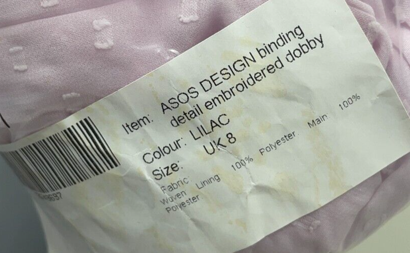 ASOS Design Womens 4 Binding Detail Embroidered Dobby Midi Dress Lavender V-Neck