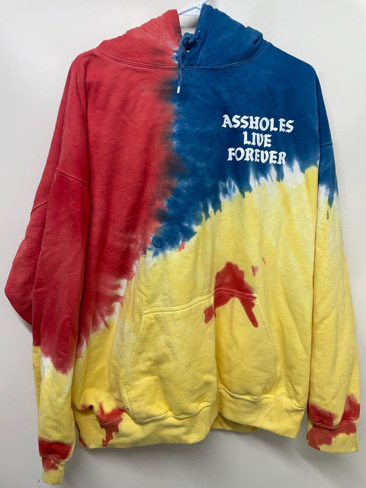 A**holes Live Forever Men XXXL Hoodie Sweatshirt Multicolor Tie-Dye Pullover ALF