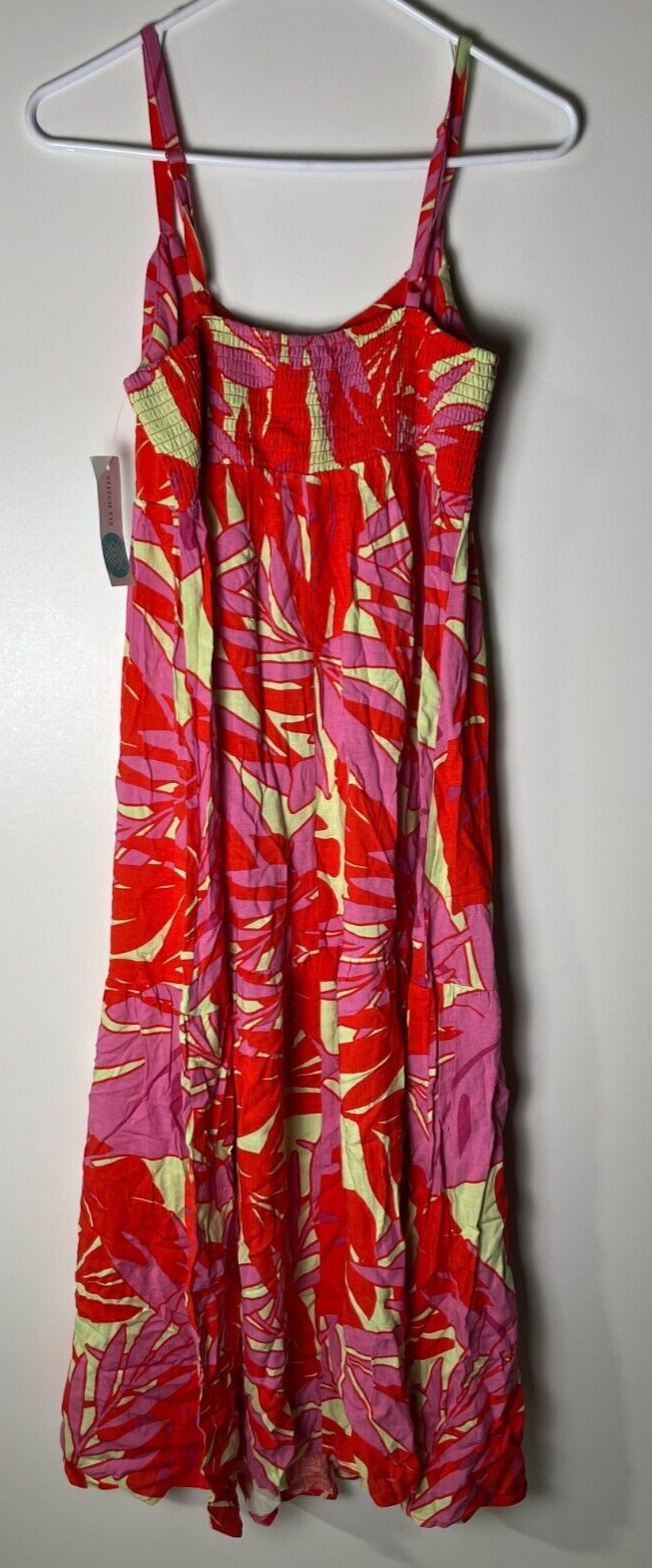 Sanctuary Women's L Floral Dropped Seam Sleeveless Maxi Dress Paradise Pop