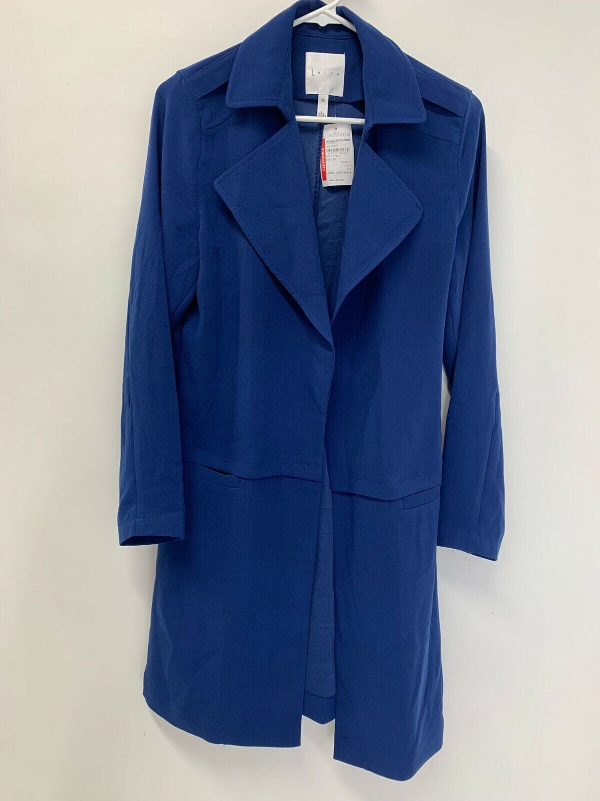 Leith Womens XS Open Front Soft Trench Coat Estate Blue Nordstrom