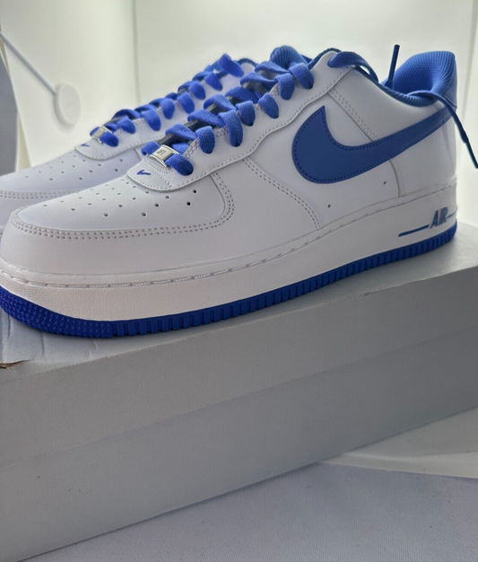 Nike Mens 12 Air Force 1 '07 White Medium Blue Casual Shoes Sneakers DH7561-104