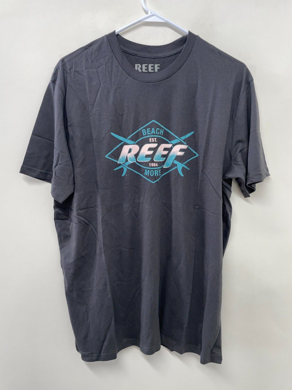 Reef Mens L Short Sleeve T-Shirt Black Crew Neck Graphic Logo Tee 3RMEN0017