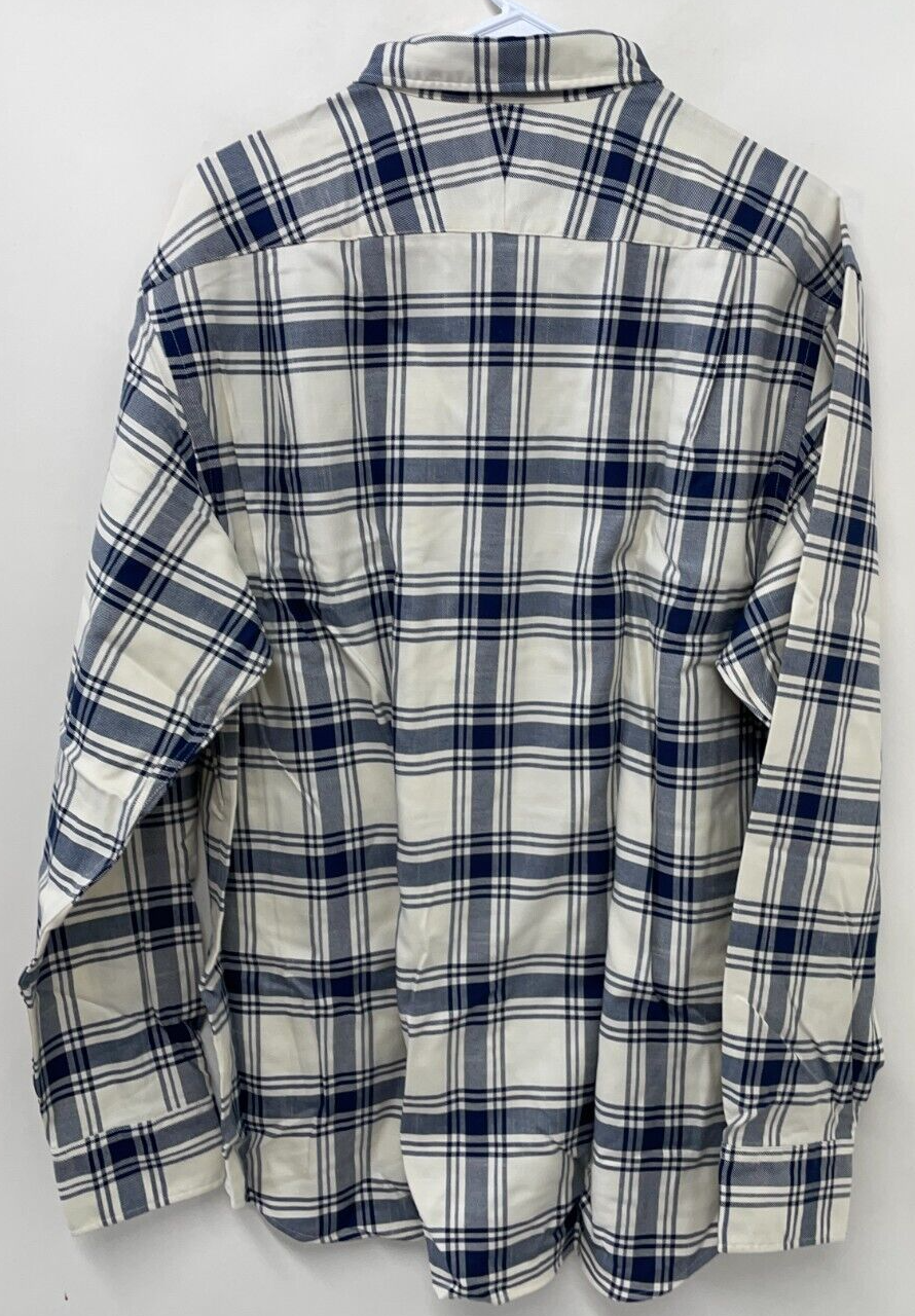 Charles Tyrwhitt Mens XL Non-Iron Twill Large Check Shirt Blue Ivory Flannel