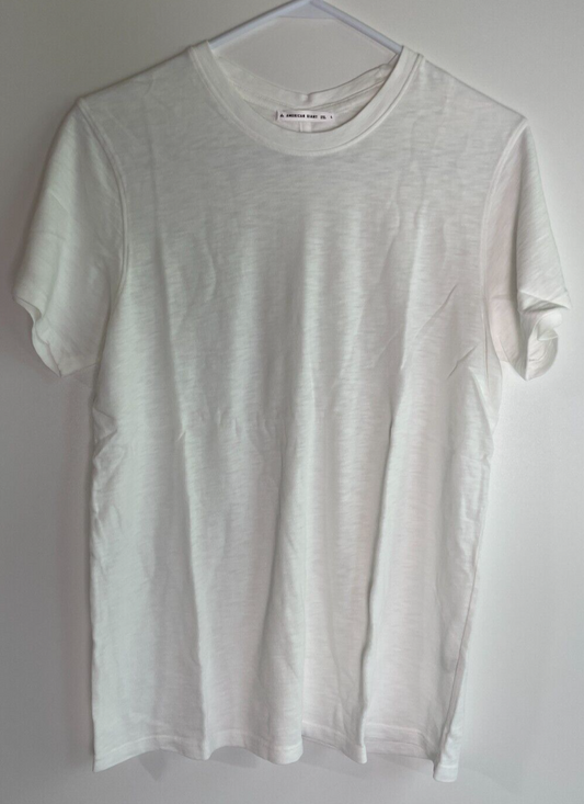 American Giant Womens L Premium Slub Crew Neck Tee Bone 100% Cotton Short Sleeve