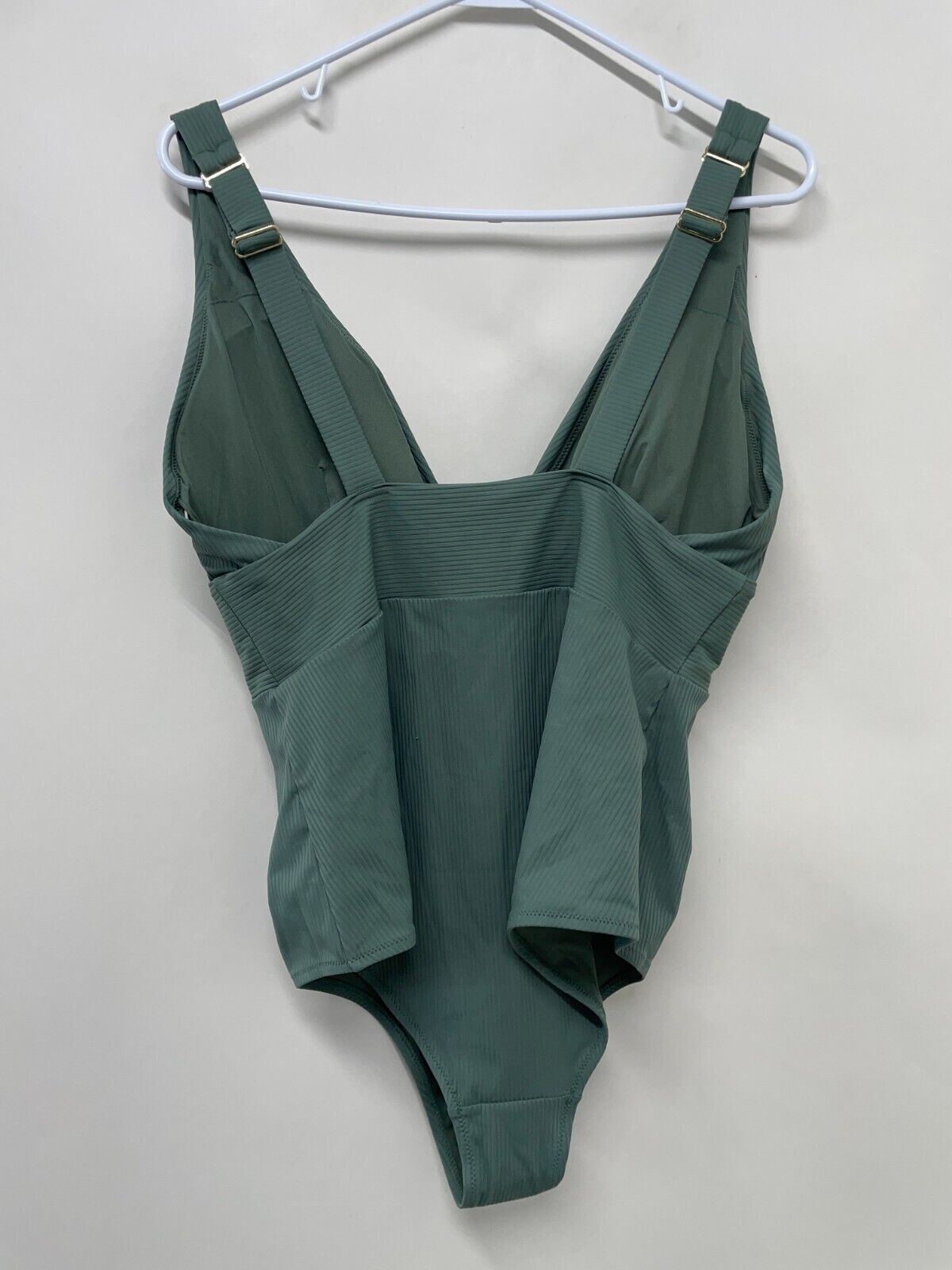 H&M Womens L Shaping One-Piece Bathing Suit Swimwear Dark Sage Green 1017357002