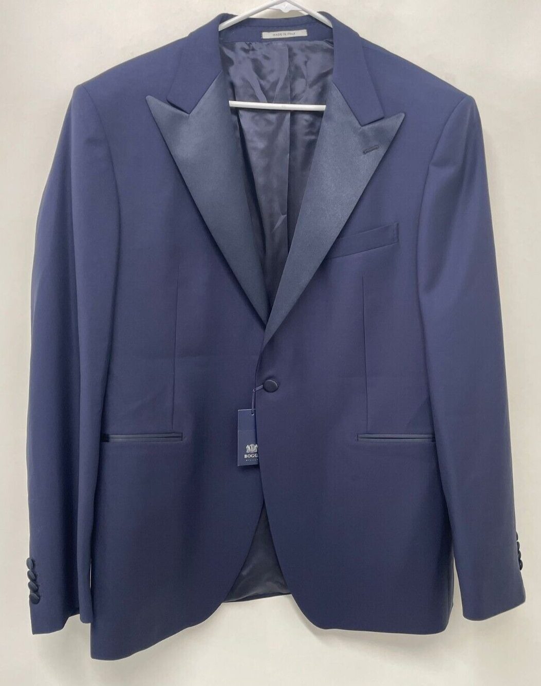 Boggi Milano Mens 46 Cannes Peaked Lapel Tuxedo Dinner 2 Piece Suit Blue Navy