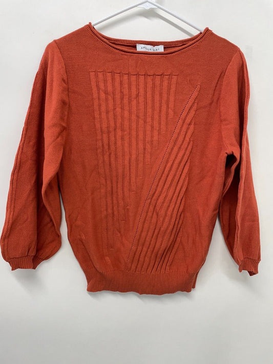 Armour Vert Women's XS Imelda Organic Cotton Sweater Coral Boat Neck 3/4 Sleeve