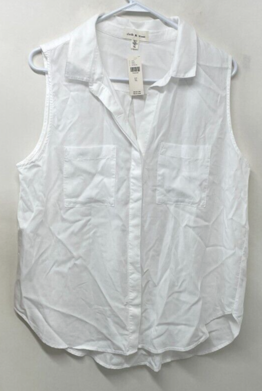 Cloth & Stone Women's XL Sleeveless Hipster Top White Button-Down anthropologie
