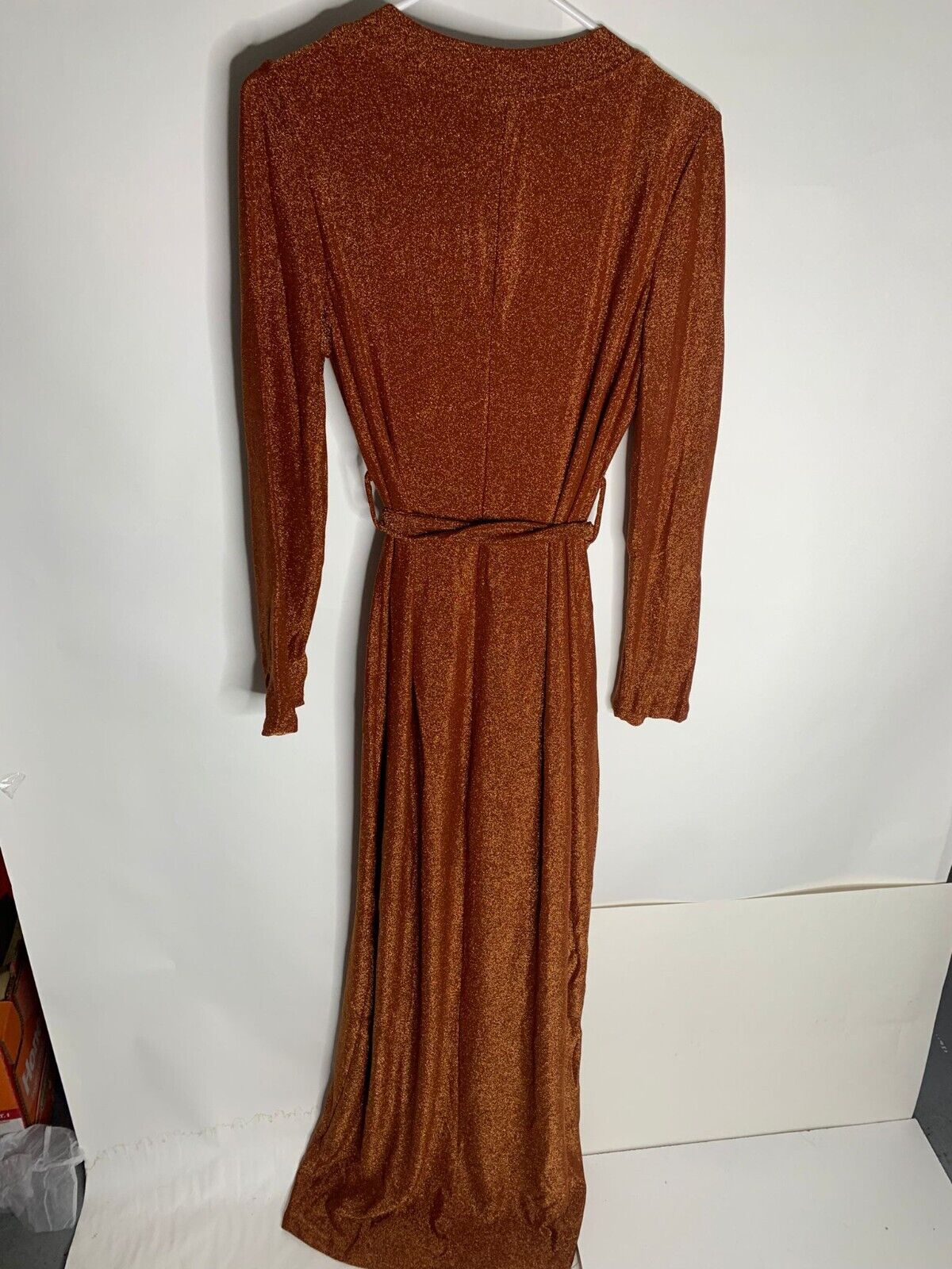 In The Style Womens 10 Copper Laila Loves Glitter Wrap Maxi Dress