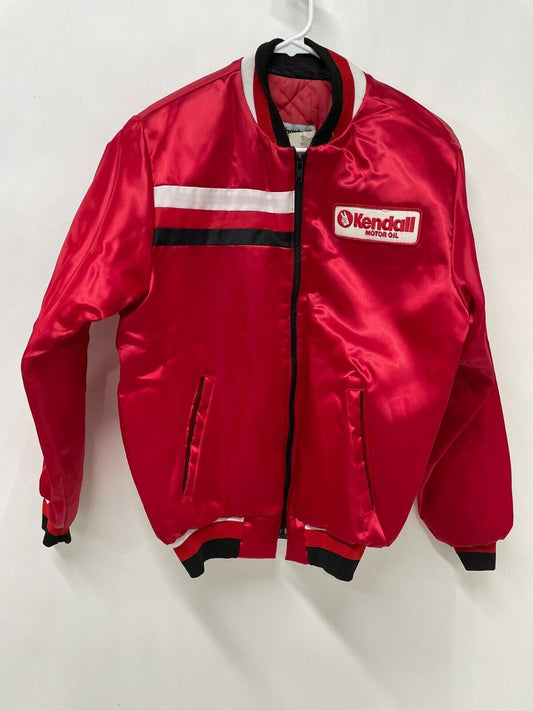 Kendall Motor Oil Racing Mens S Red Satin Swingster Vintage Jacket Bomber F1