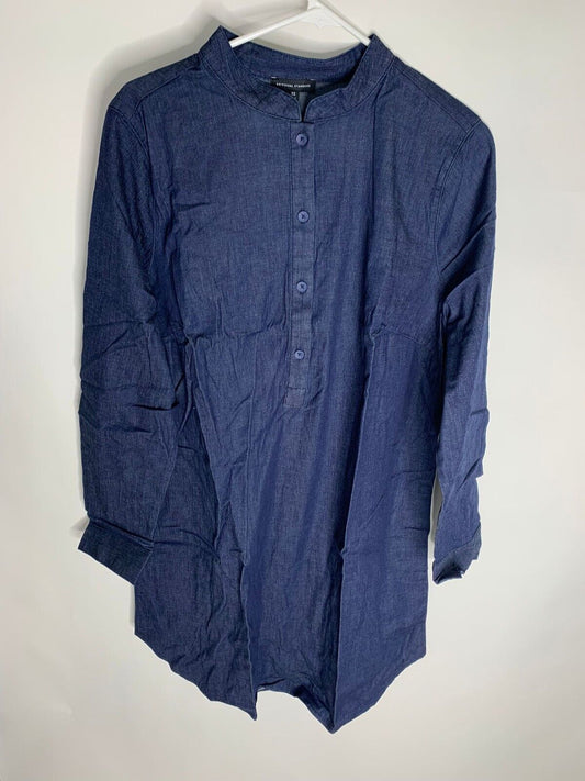 Universal Standard Womens XS Dark Indigo Hannah Denim Shirt Dress Shift