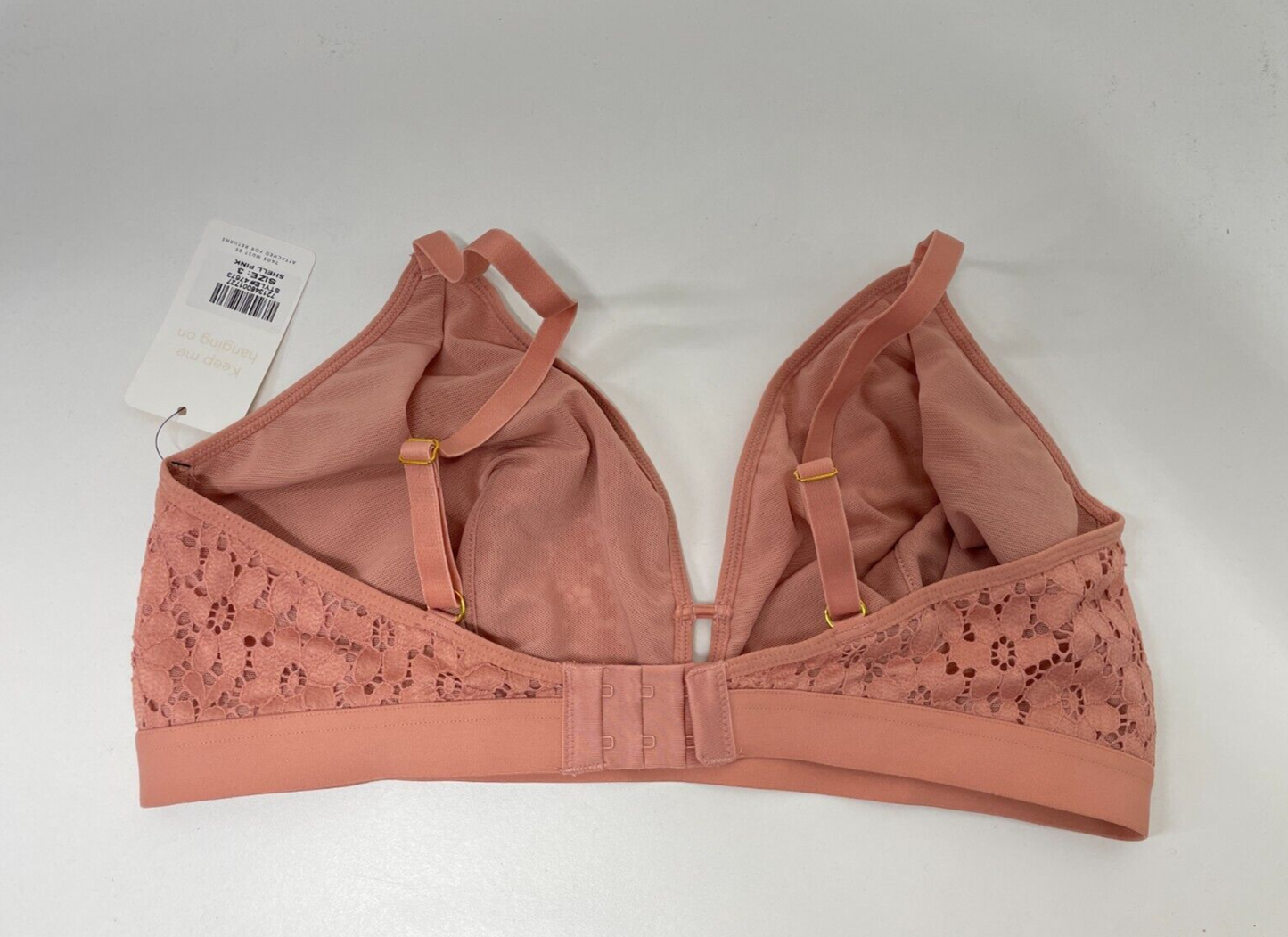 Lively Womens 3 The Floral Lace Busty Bralette Shell Pink Mesh Lined 47673 Bra