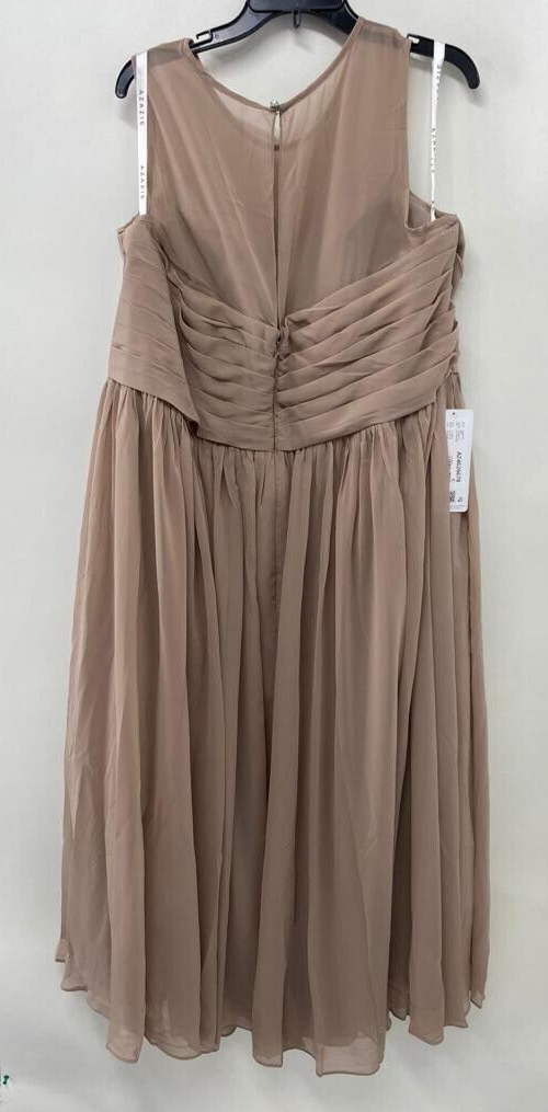 Azazie Women Plus 4X 5X Nina A Line Pleated Bridesmaid Dress Gown Chiffon Taupe