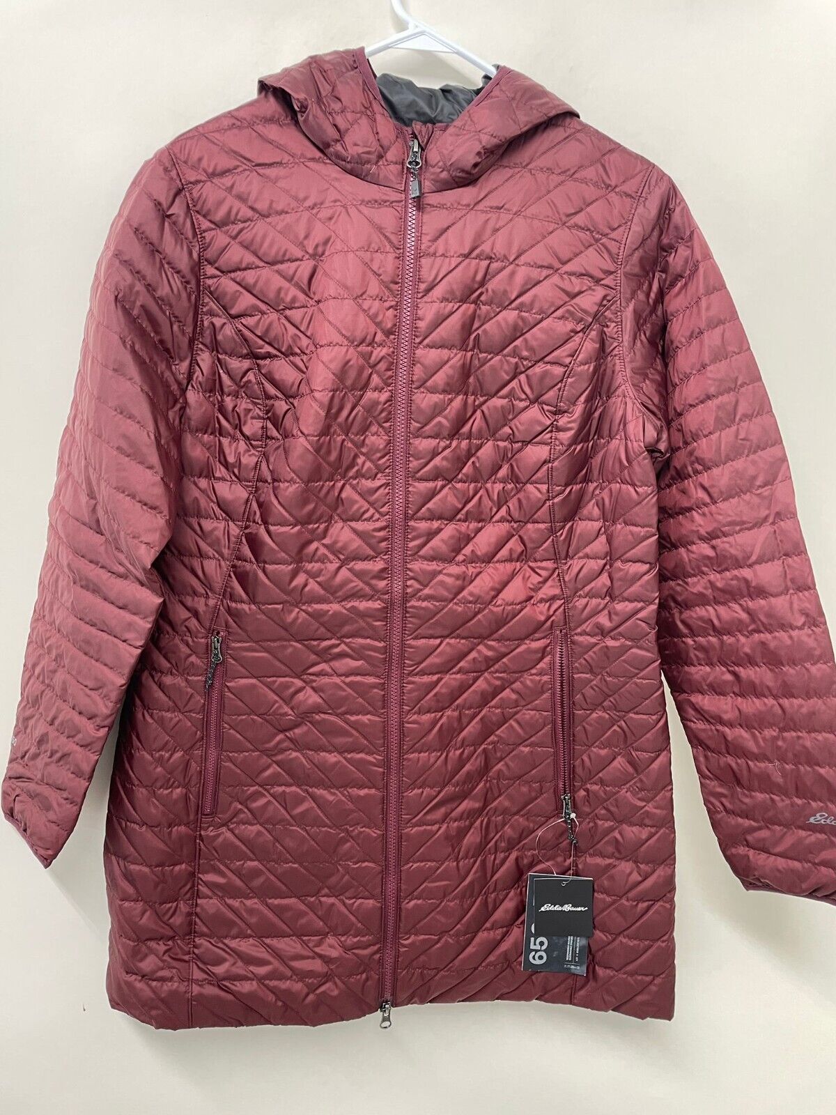 Eddie Bauer Womens M Cityscape Down Parka Quilted Jacket Burgundy 0684