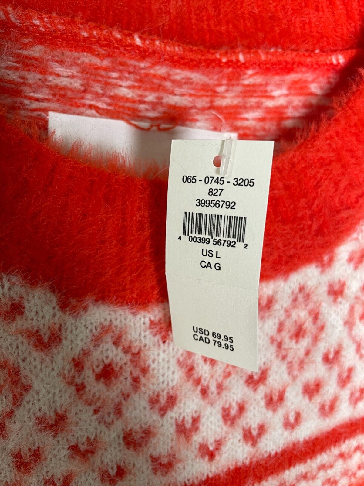 Aerie Women L Flurry Oversized Crew Neck Sweater Starburst Red 0745 Cool Vibes