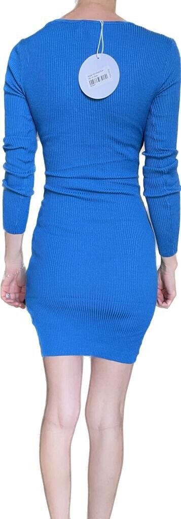 Princess Polly Womens XS/S Abigail Cutout Mini Dress Ribbed Blue Bodycon