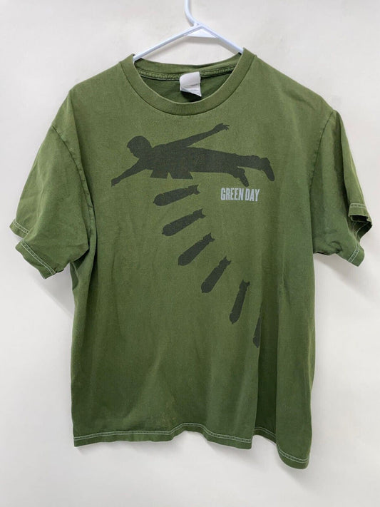 VTG Green Day Mens L American Idiot Bomb Drop T Shirt 2000s Y2K Punk 2004