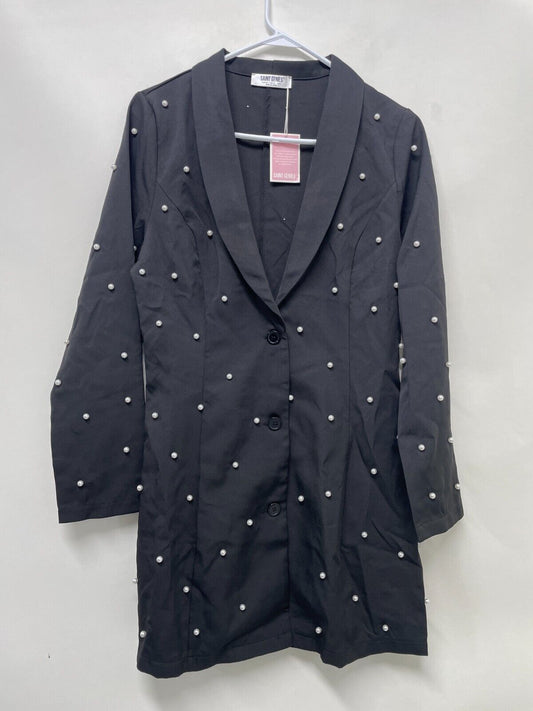 Saint Genies Women's 6 Selena Pearl Embellished Tuxedo Blazer Dress Black ASOS