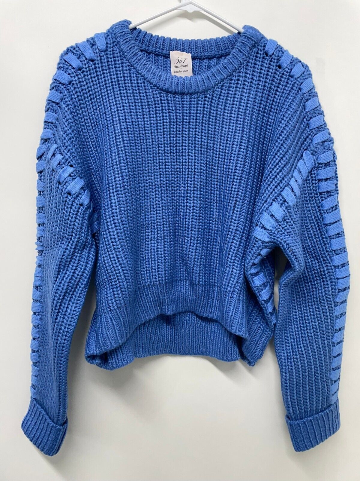 Cinq a Sept 5a7 Womens M Lennon Knit Sweater Pullover Deja Blue