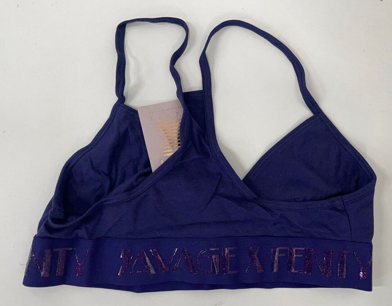 Fenty Savage Womens Vaporwave Forever Bralette Bra Navy Blue Metallic