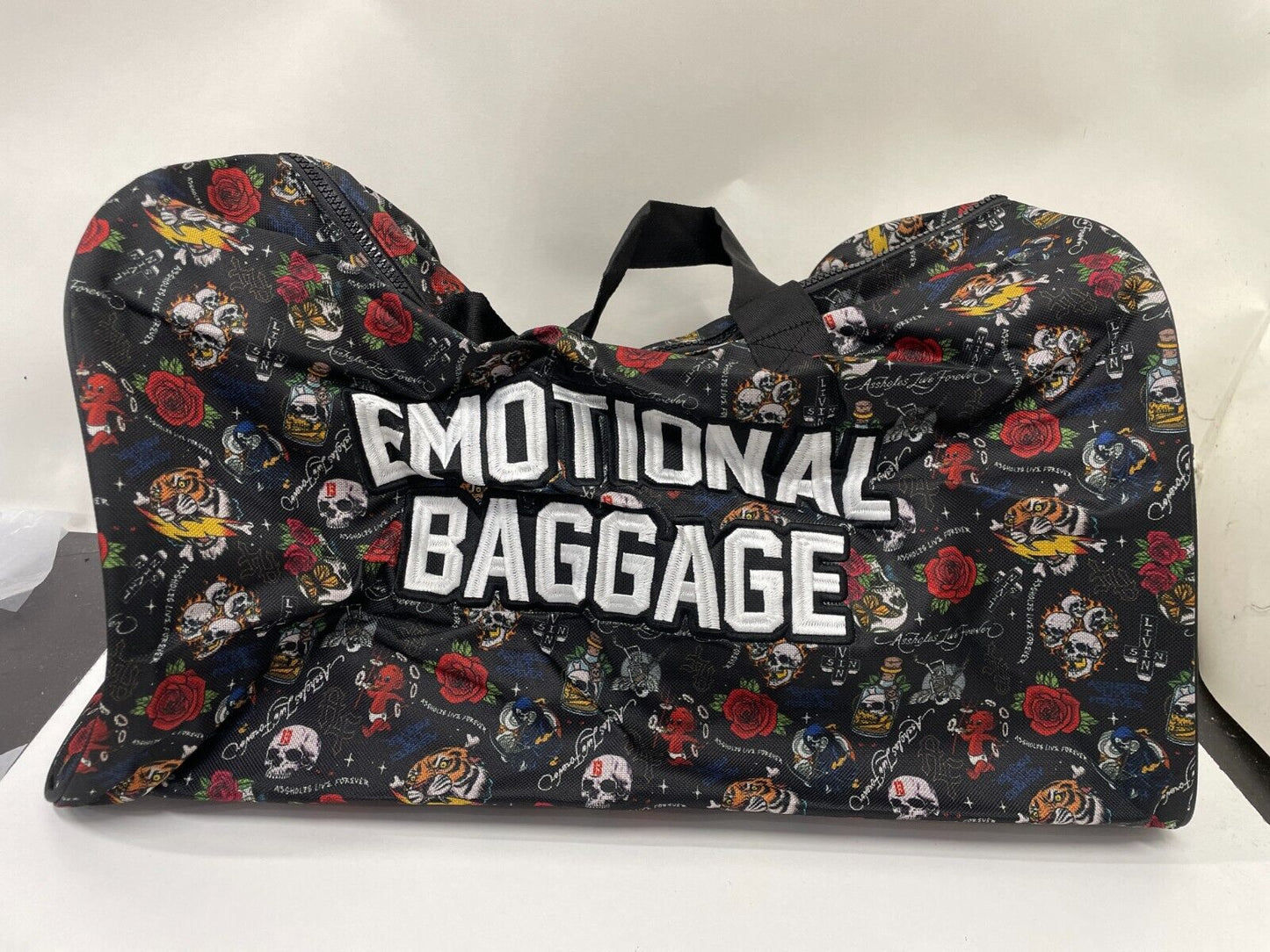 A**holes Live Forever Emotional Baggage Duffel Bag Skull Bottle All-Over Print
