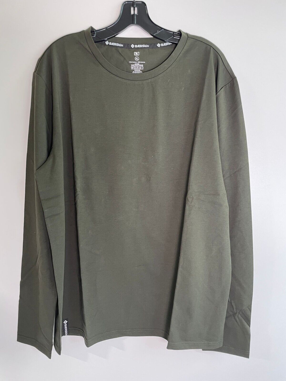 Baerskin Tactical Mens XL Long Sleeve No BS T Shirt Dark Green Crew Neck