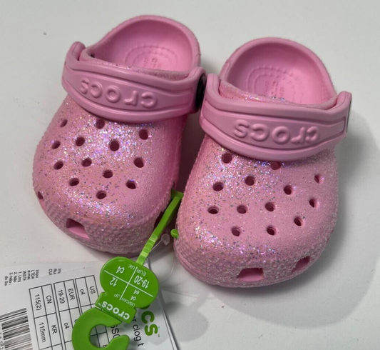 Crocs Little Kid Girls C4 Flamingo Flament Rose Classic Glitter 2 Clogs Toddler