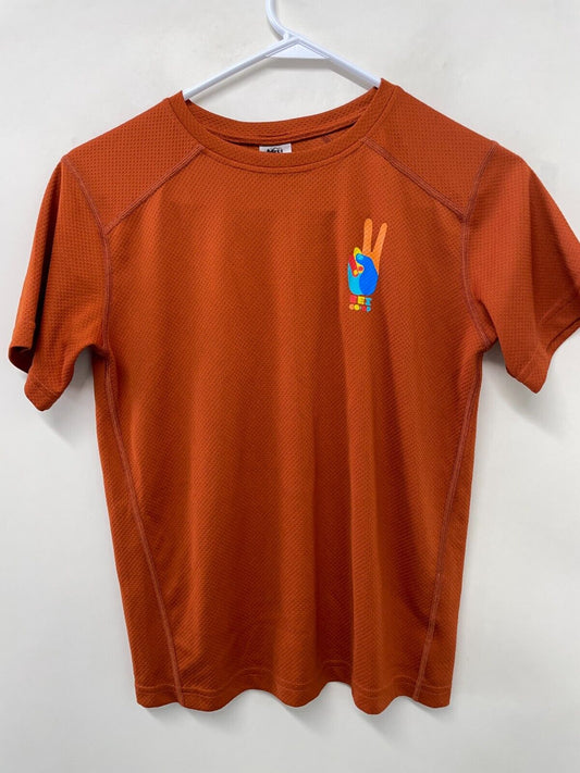 REI CoOp Kids L 14-16 A Wilderness Spirit Born in 1938 Shirt Orange Short Sleeve