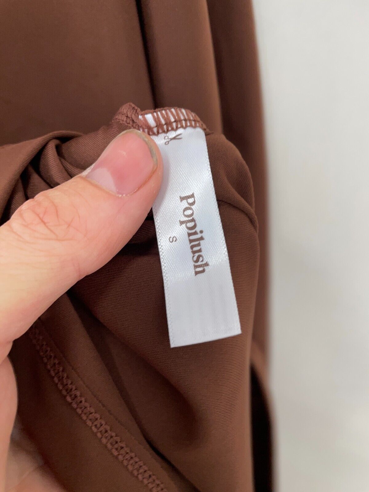 Popilush Womens S Built-In Shapewear Slip Deep V-Neck Split Midi Dress Brown