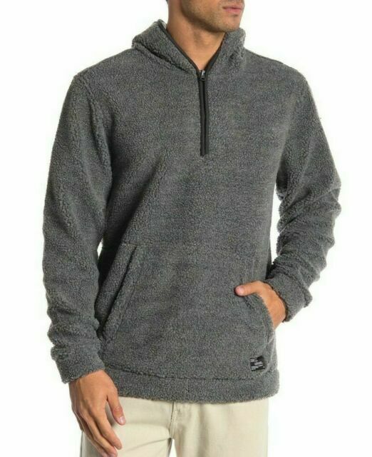 Union Denim Men L Charcoal Gray Teddy Bear Fleece Pullover Turner Hoodie Sweater