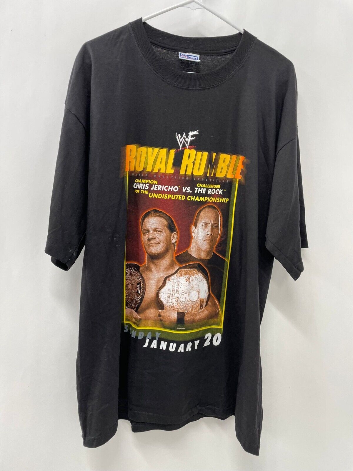 2002 Vintage WWF Royal Rumble T Shirt 2 Sided Men XL The Rock Chris Jericho NWOT