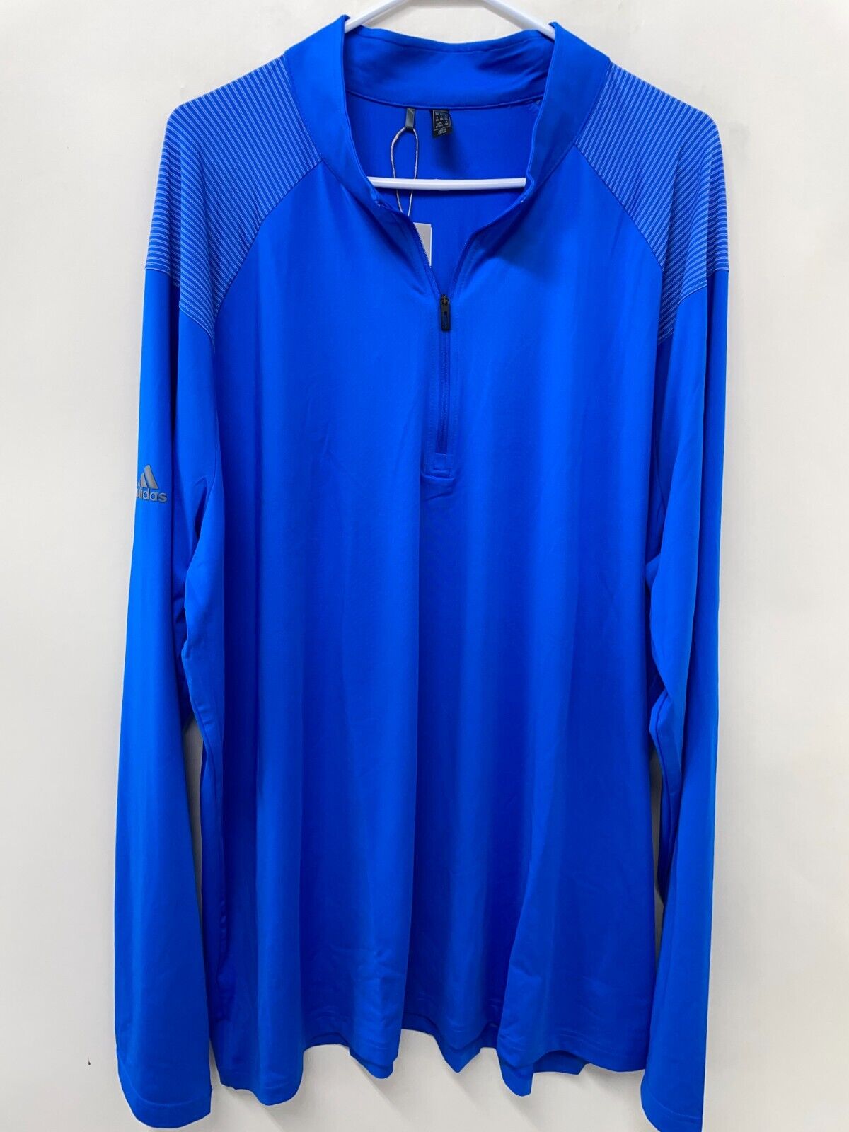Adidas Mens 3XL A520 Shoulder Stripe Quarter-Zip Pullover Sweatshirt Golf Blue