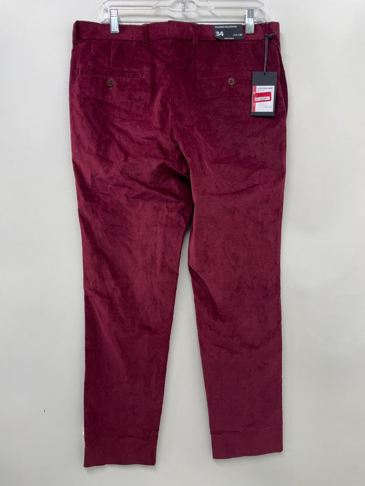Joe’s Jeans Men's 34 Tailored Collection Corduroy Pants Burgundy J260 Slim NWT
