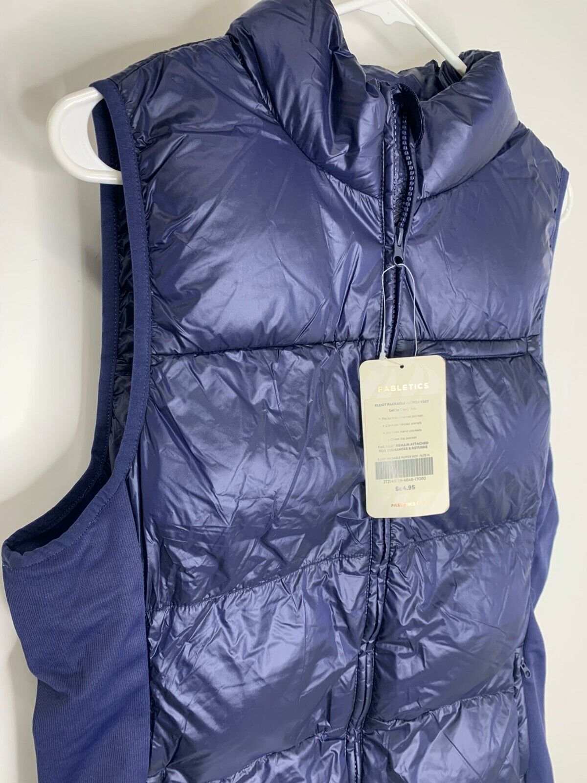 Fabletics Womens XL Elliot Packable Puffer Vest Zip Up Deep Navy Blue