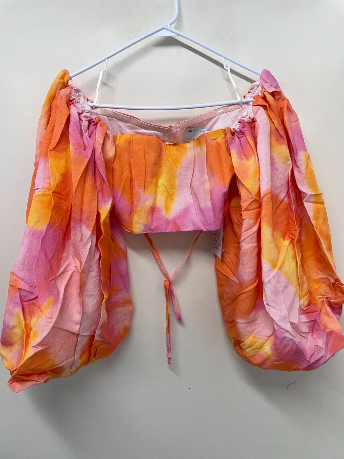 Asos Design Womens 4 Millie Coord Puff Sleeve Tie Dye Print Crop Top 116388743
