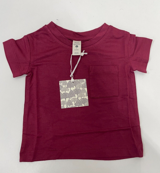 Kate Quinn Baby 6-12m Short Sleeve Relaxed Classic Pocket Tee Deep Berry NWT