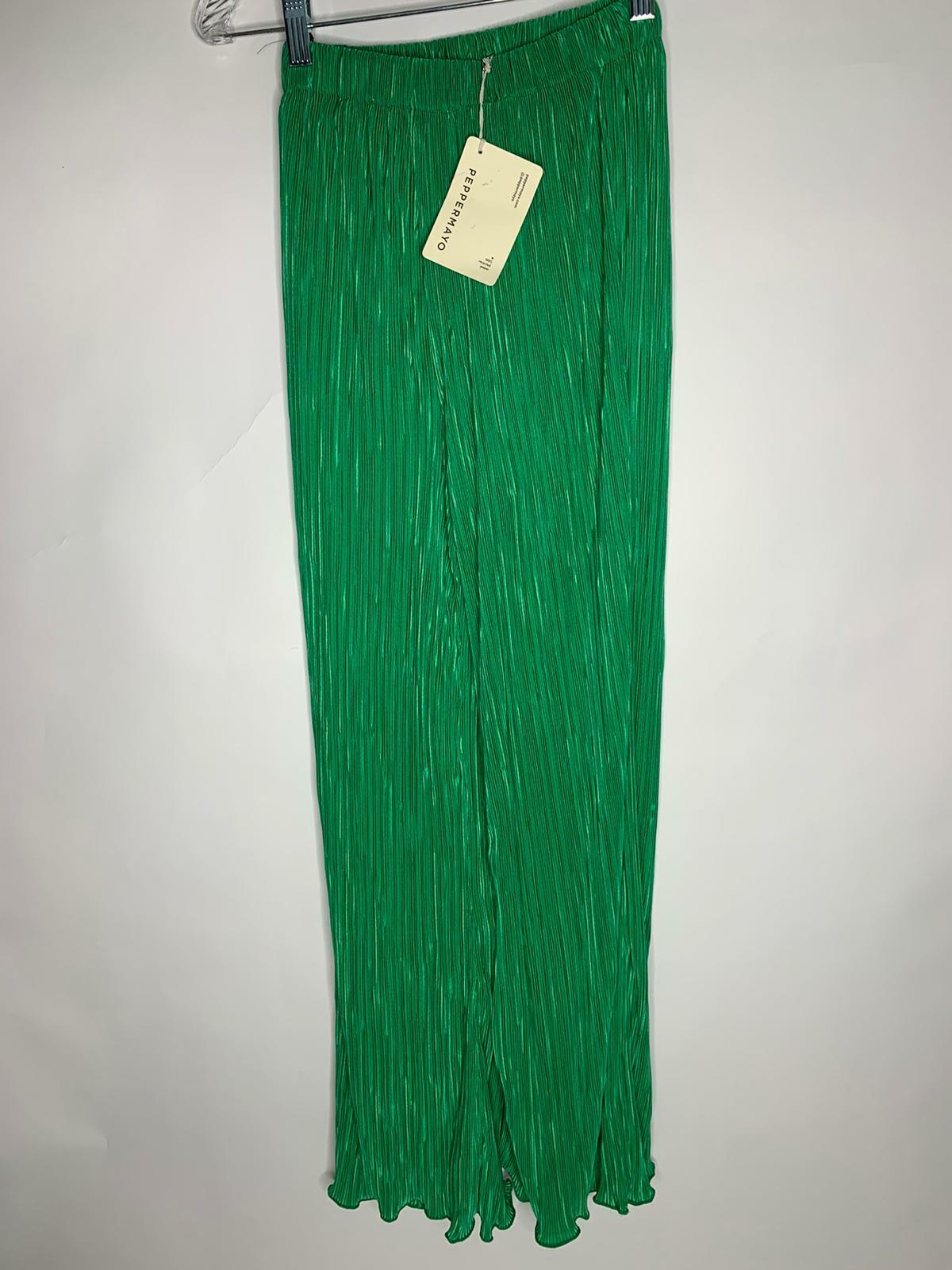 Peppermayo Womens 0 Jade Green Pleated 90s Muse Pants Wide Leg High Waist Retro