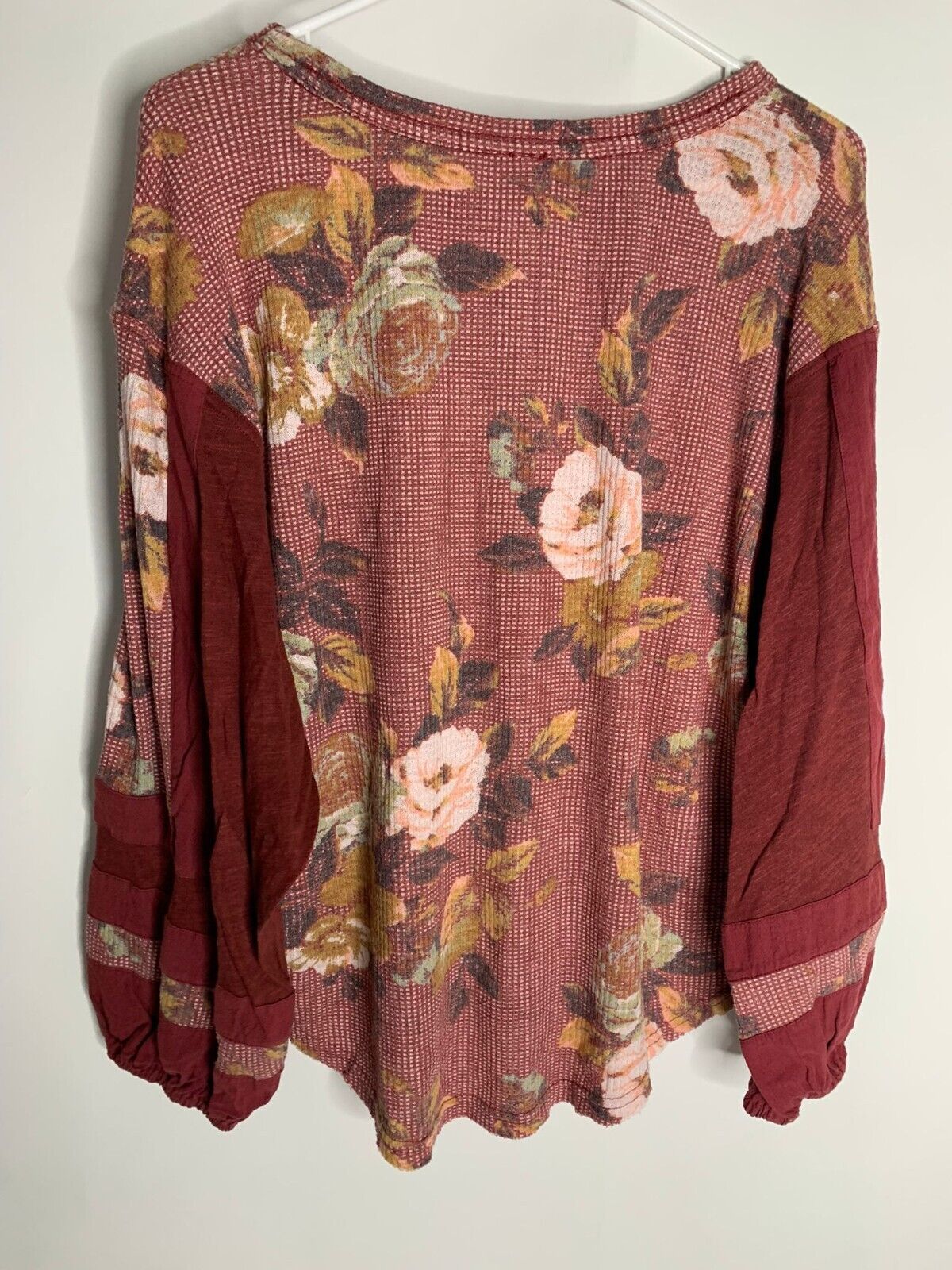 Free People Womens S Flower Patch Thermal Floral Balloon Sleeve Shirt Top