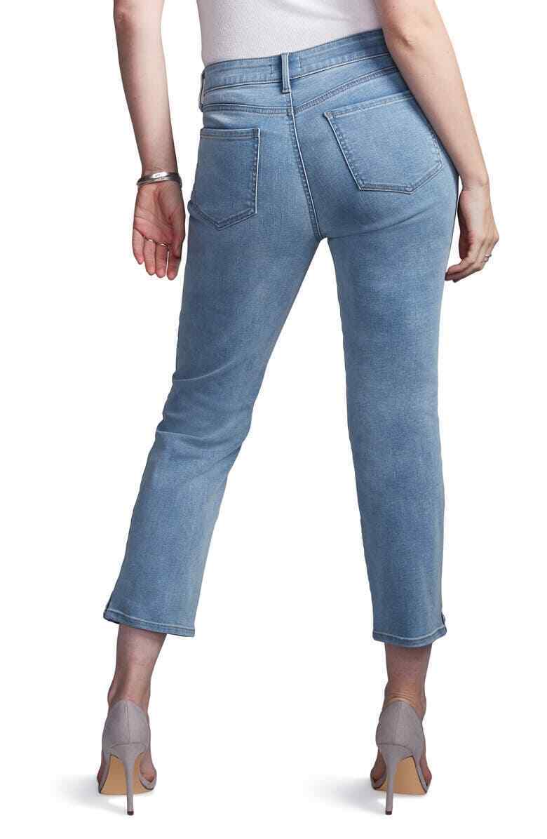 NYDJ Womens 00 Curves 360 Straight Ankle w/ Snap Detail Jeans Reverie Blue