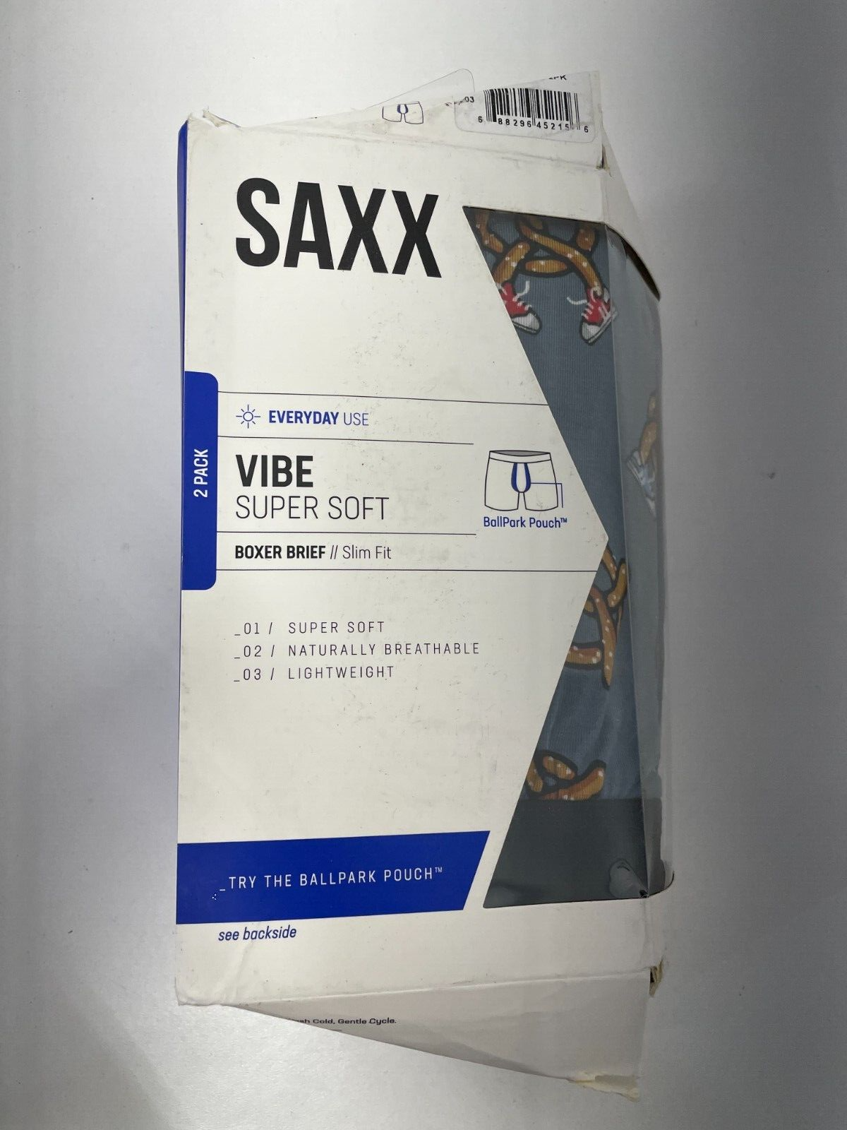 Saxx Underwear Men's S Vibe Modern Fit Boxer 2 Pack Pretzel B-Boyz/Black SXPP2V