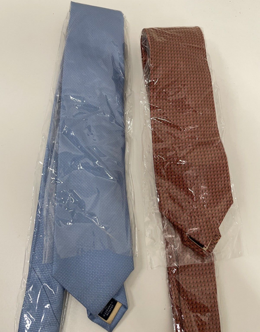 Charles Tyrwhitt Men's Lot 2 Silk Stain Resistant Ties Burnt Orange & Sky Blue