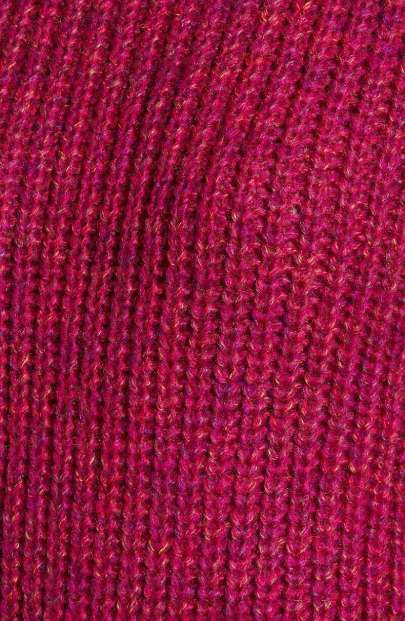 Band of Gypsies Womens S Sorbet Fuchsia Glacee Ribbed Mock Neck Sweater Boucle