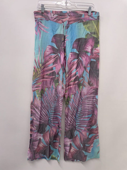 PILYQ Women's XS/S Lilac Swim Pants Cover Floral Drawstring Straight Leg Boho